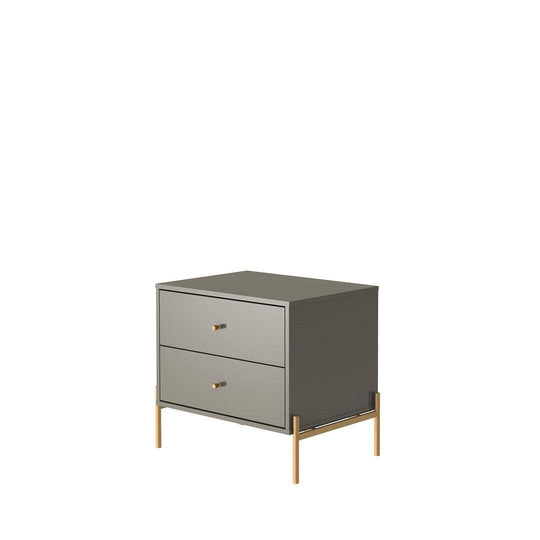 Jasper Nightstand with Steel Gold Legs in White Gloss