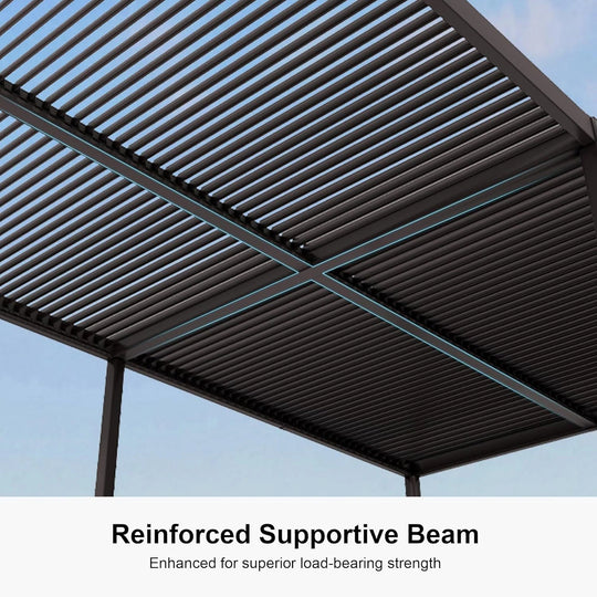 Bronze Louvered Pergola Sun Shade Shelter with Adjustable Metal Roof for Patio Hardtop Pergola