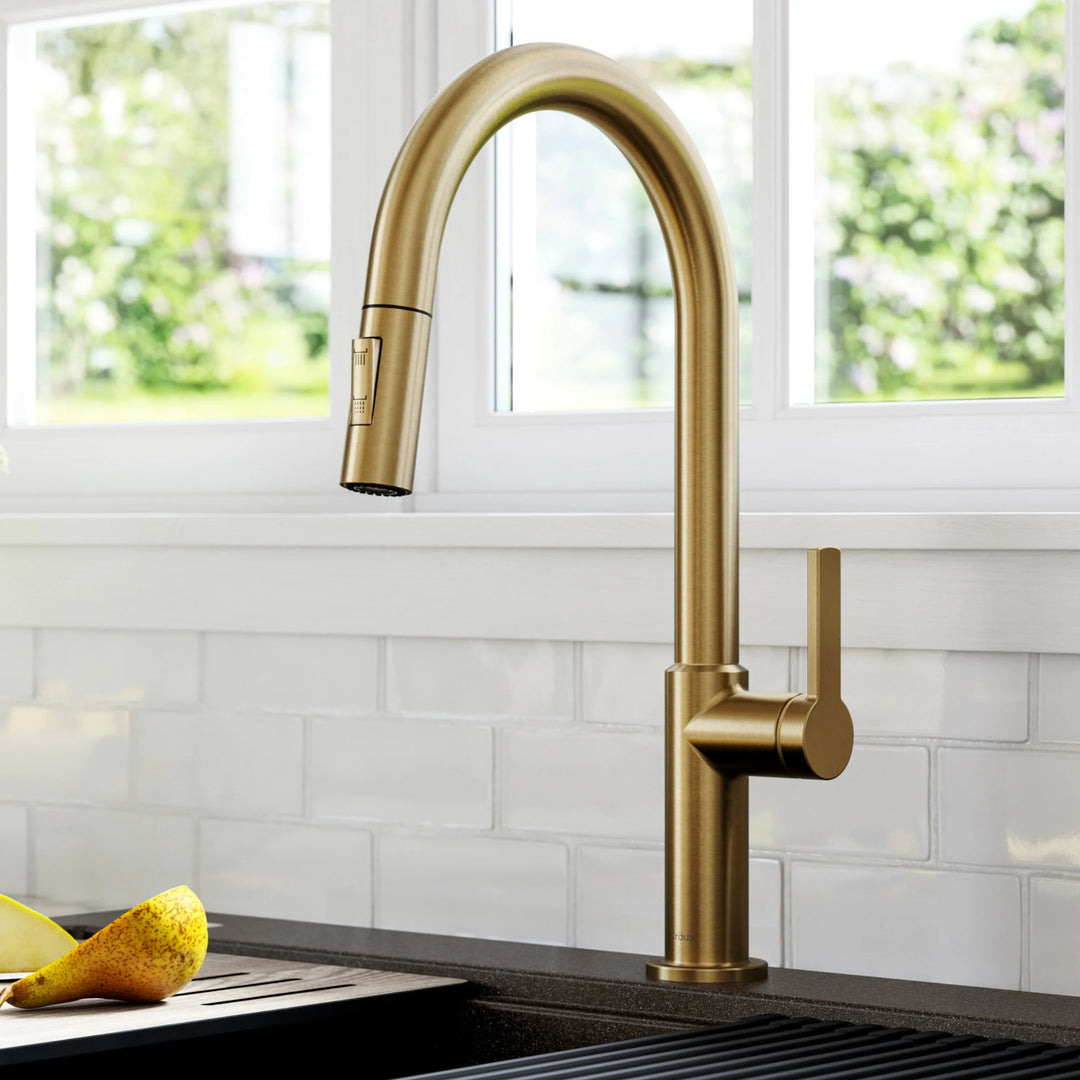 2-Function 1-Handle 1-Hole Pulldown Sprayer Brass Kitchen Faucet