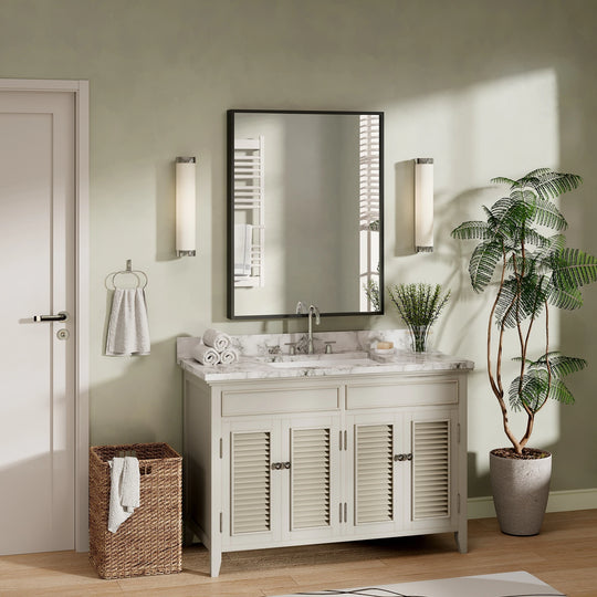 Modern Metal Framed French Cleat Mounted Wall Bathroom Vanity Mirror