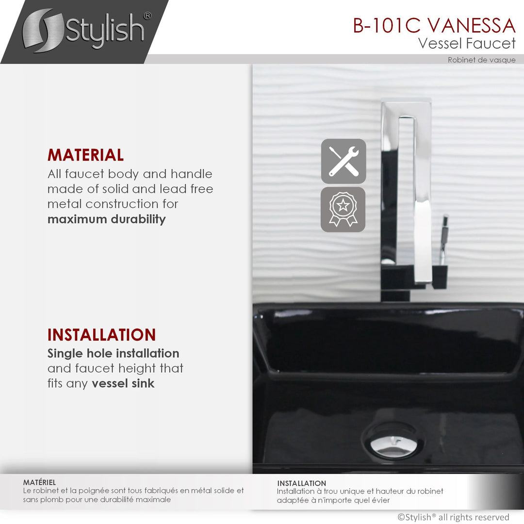 Single Handle Bathroom Faucet for Single Hole Brass Vessel Mixer Tap - Faucet Height: 17 1/2" Spout Height: 8"