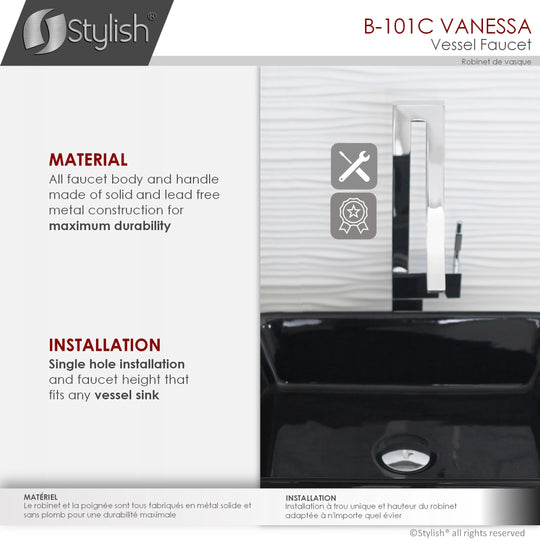 Single Handle Bathroom Faucet for Single Hole Brass Vessel Mixer Tap - Faucet Height: 17 1/2" Spout Height: 8"