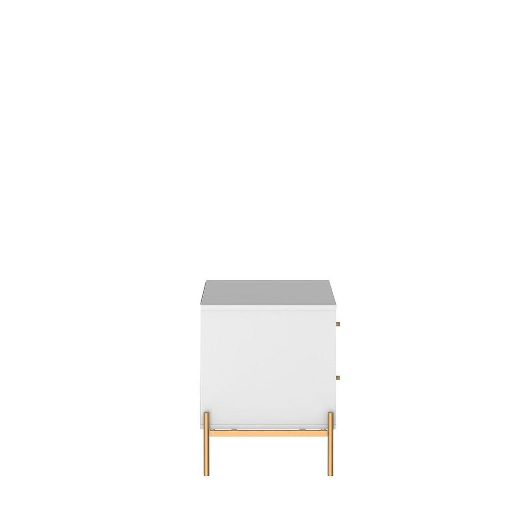Jasper Nightstand with Steel Gold Legs in White Gloss