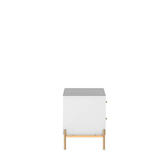 Jasper Nightstand with Steel Gold Legs in White Gloss