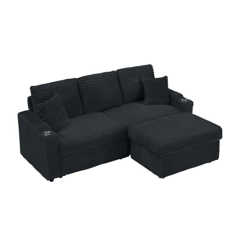 80" Cordylona Sofa, Cup Holder, Ottoman Storage