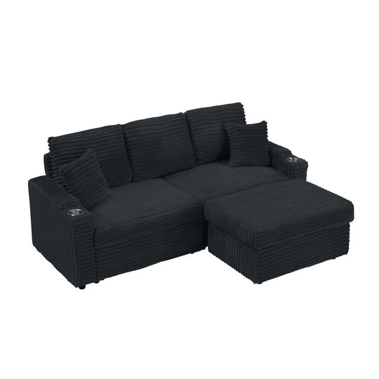 80" Cordylona Sofa, Cup Holder, Ottoman Storage