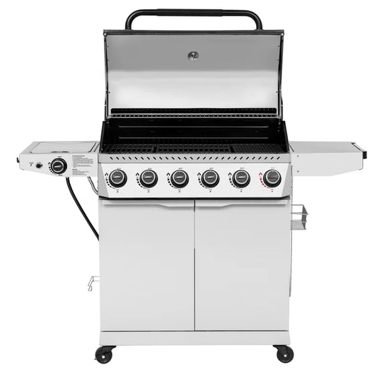 6-Burner BBQ Liquid Propane Gas Grill with Sear Burner and Side Burner, White