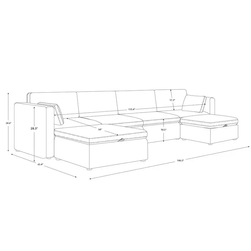 Mia Oversized Modular Sectional Fabric Sofa