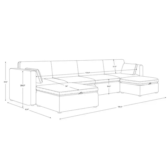 Mia Oversized Modular Sectional Fabric Sofa