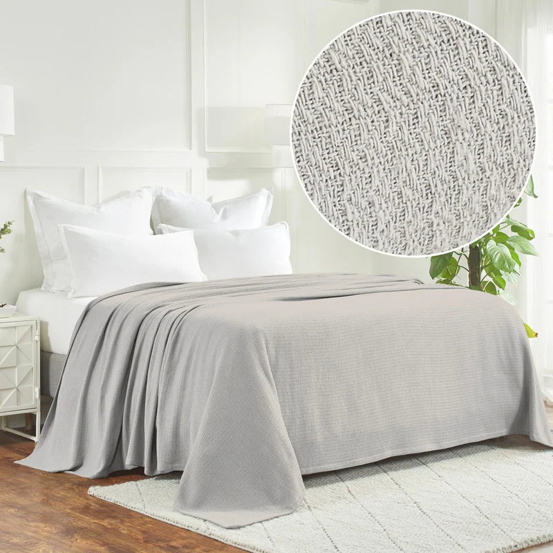 Waffle Weave Honeycomb Knit Soft Cotton Blanket