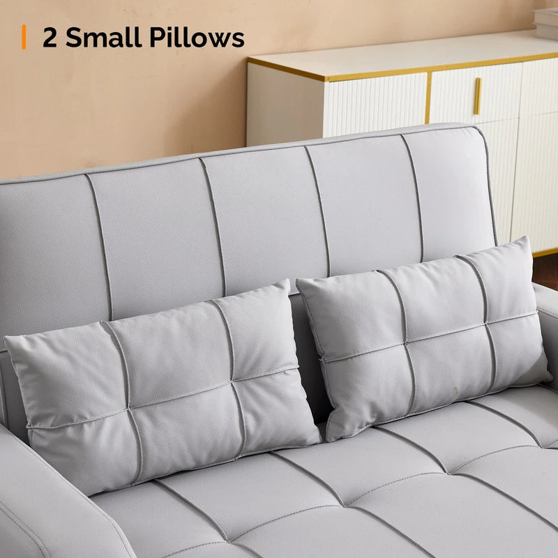 Tufted Upholstered Leather Sleeper Sofa Bed
