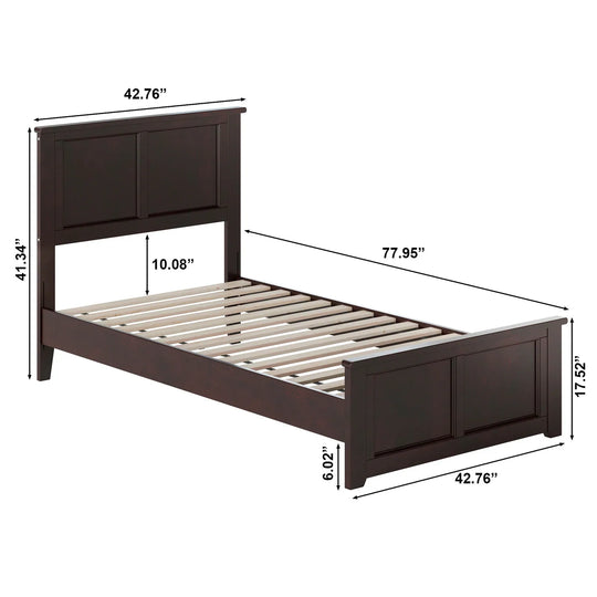Charlotte Solid Wood Low Profile Platform Bed with Matching Footboard