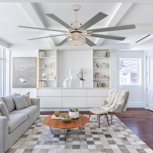 72" Rustic Large Ceiling Fan with Light and Remote 6-Speed 3-Light Farmhouse Metal Caged Black Ceiling Fan