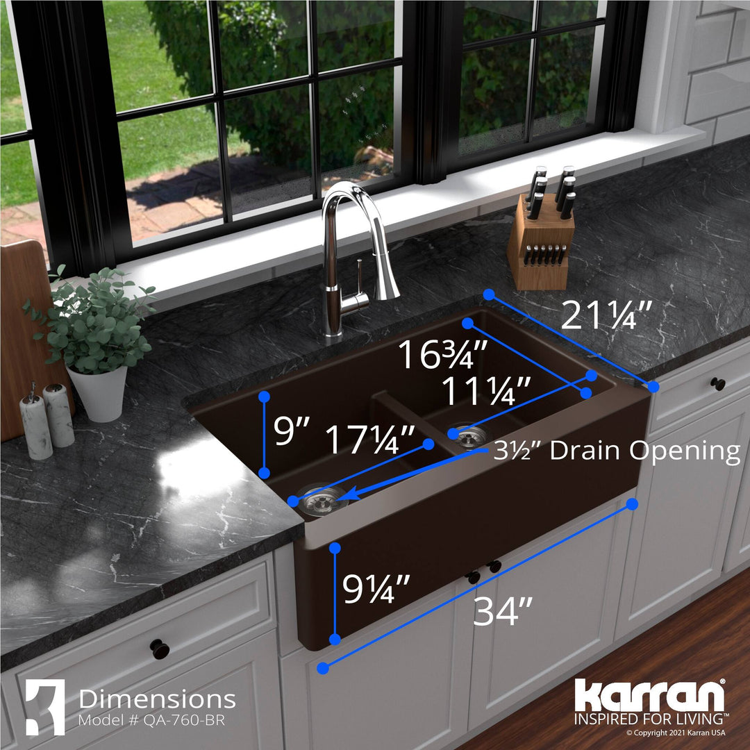Farmhouse/Apron-Front Quartz Double Bowl Kitchen Sink