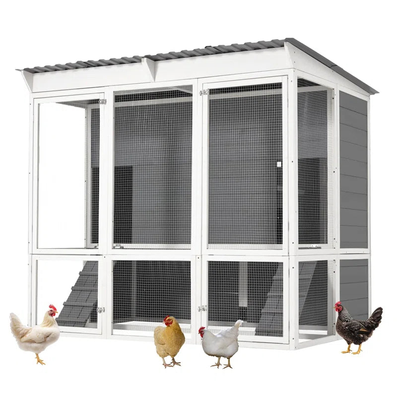 67'' Extra Large Chicken Coop House with 4 Nesting Boxes & Roost Bar for 8-10 Chickens