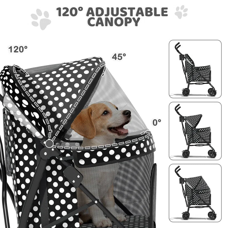 Pet Stoller Dog Cat Stoller Comfortable Lightweight Stroller with Adjustable Canopy