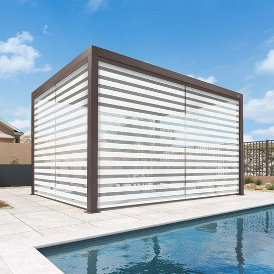 Bronze Louvered Pergola with Adjustable Roof for Deck Backyard Garden Hardtop Gazebo