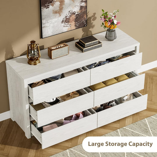 7-Drawer Dresser for Bedroom,Wide Wood Chest with Handle-Free Design,Modern Storage Cabinet for Living Room or Entryway