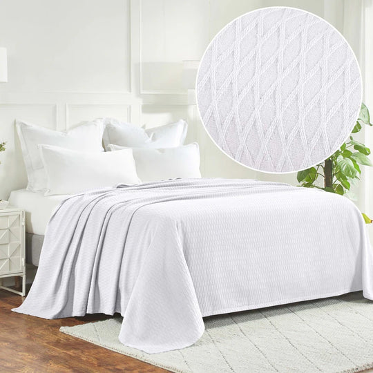 Diamond Weave All-Season Bedding Cotton Blanket