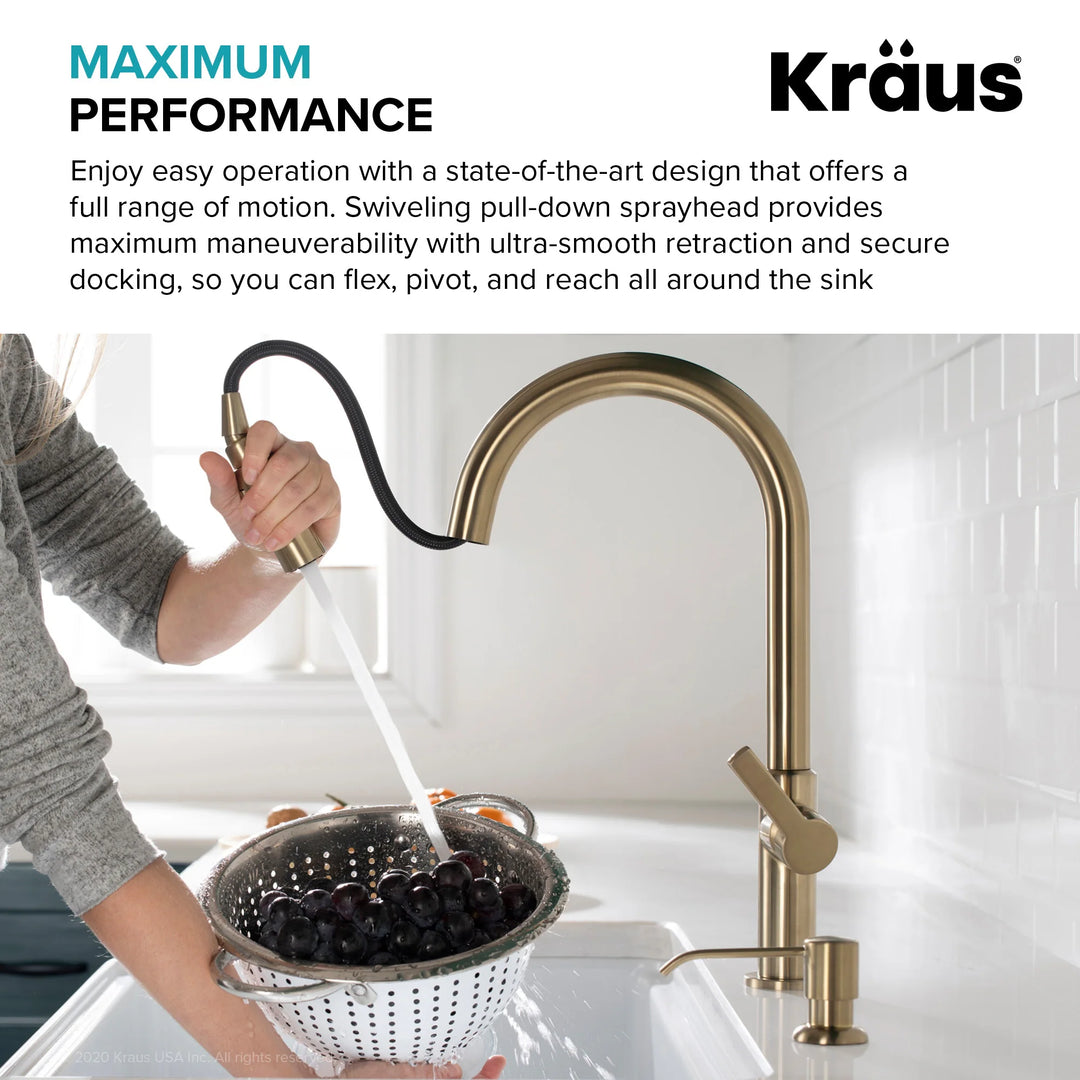 2-Function 1-Handle 1-Hole Pulldown Sprayer Brass Kitchen Faucet