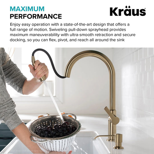 2-Function 1-Handle 1-Hole Pulldown Sprayer Brass Kitchen Faucet