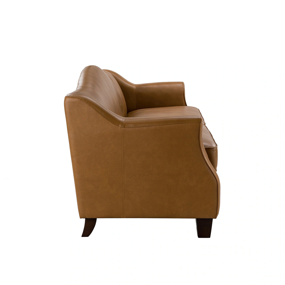 Sandra 81.5" Classic Genuine Leather Sofa with Solid Wood Legs by