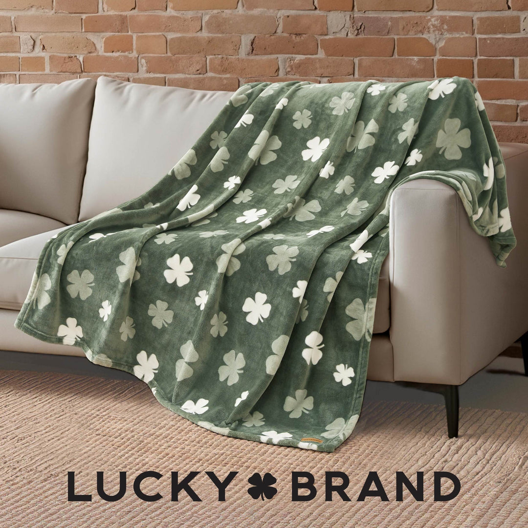 Lucky Clovers Plush Throw Blankets