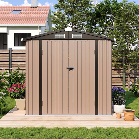 Outdoor Metal Storage Shed with Subfloor Channels ,Lockable Door, Vents for Patio