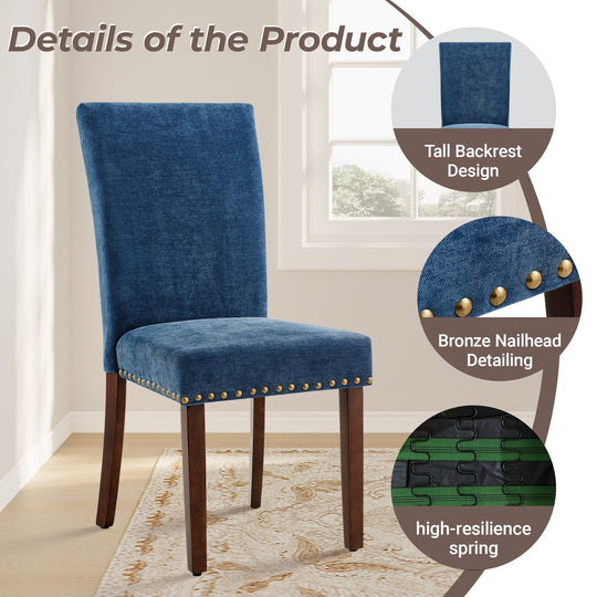 RENEWLINE Dining Chairs, Fabric with Nailhead Trim and Wood Legs