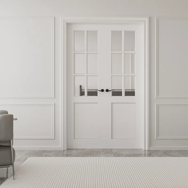 Interior Transparent Glass Doors Solid Wood French Door with Hardware Kit Jamb
