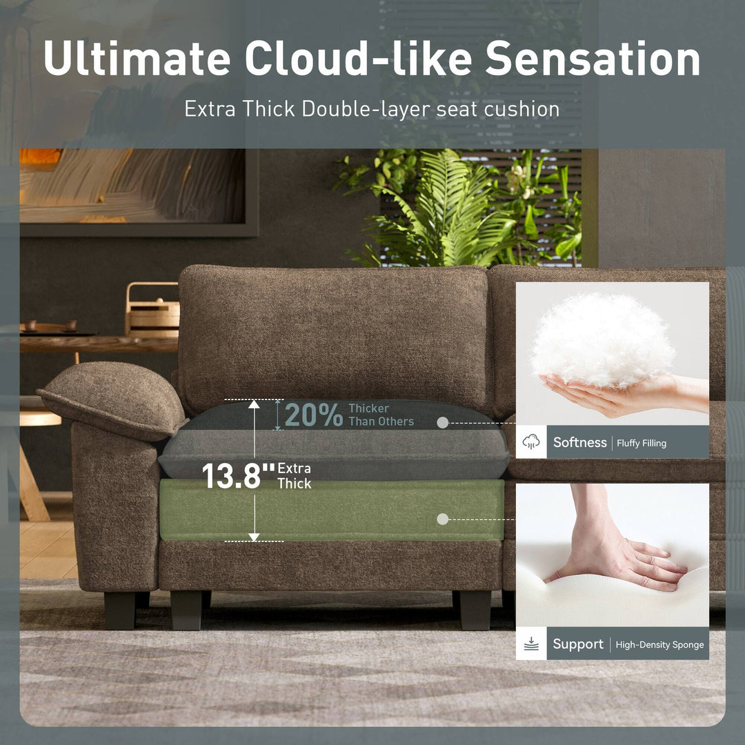 Cloud Modular Deep Seat Sofa, Chenille or Corduroy Sectional Couch with Removable Arms, 1–4 Seater