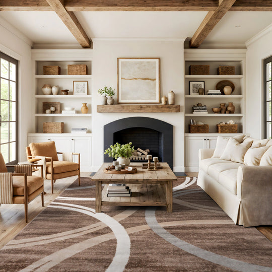 Contemporary Abstract Circles Design Area Rug