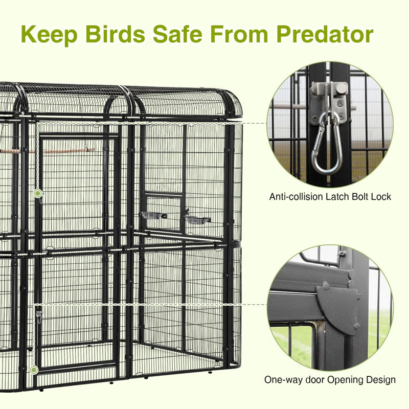 Corwynn 81.6'' Iron Flat Top Floor Bird Cage with Stand