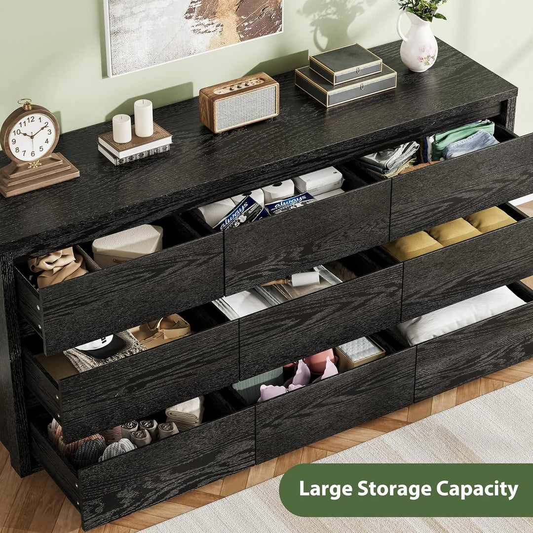 7-Drawer Dresser for Bedroom,Wide Wood Chest with Handle-Free Design,Modern Storage Cabinet for Living Room or Entryway