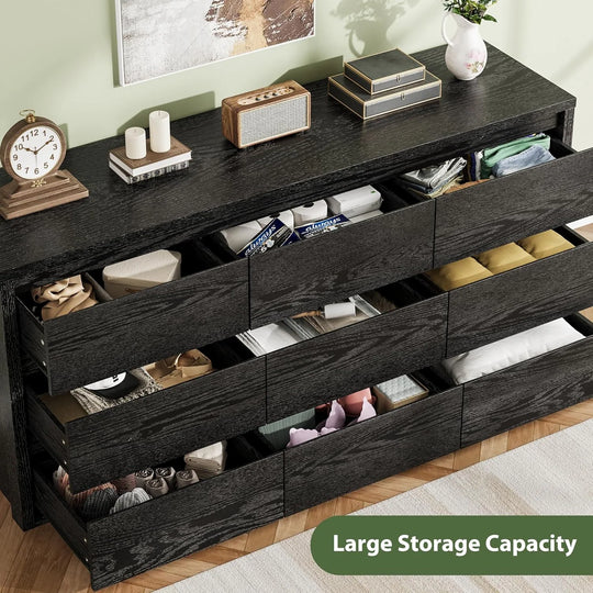 7-Drawer Dresser for Bedroom,Wide Wood Chest with Handle-Free Design,Modern Storage Cabinet for Living Room or Entryway