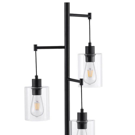Getledel 69" Industrial 3-Light Tree Floor Lamp with Glass Shades