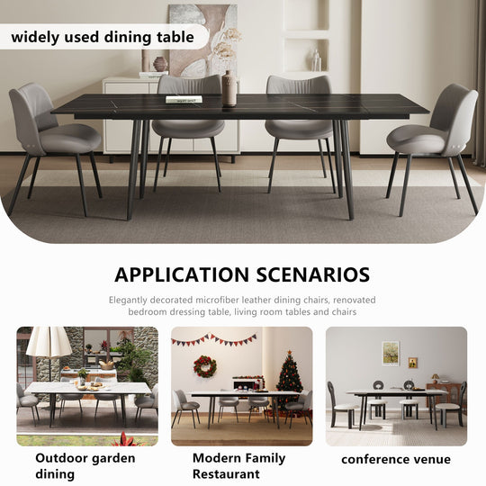 Glossy Slate 63"-95" Extendable Rectangle Dining Table - 94.4"W X 35.4"D X 29.5"H