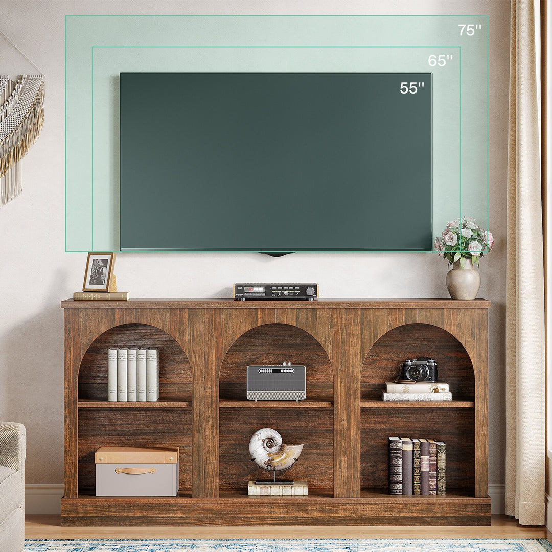 Farmhouse TV Stand for Tvs up to 65 Inches, Farmhouse Entertainment Center with Storage