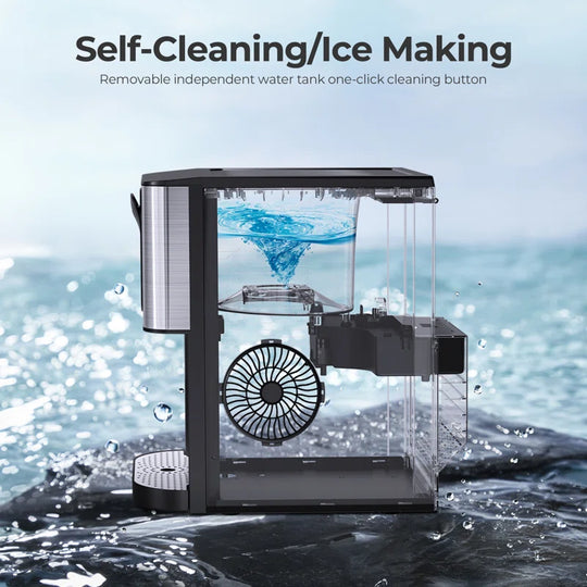 Antarctic Star Coutertop Ice Maker,Portable Stainless Steel Ice Maker Machine 44Lbs/24H Ice Cubes with Auto Self-Cleaning