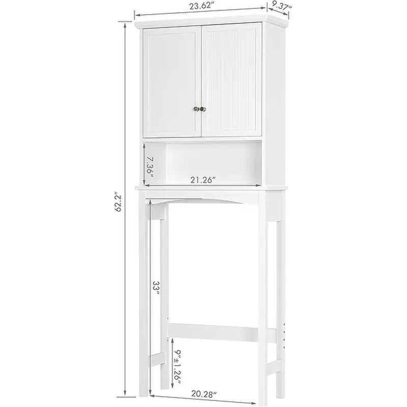 Spirich Bathroom Storage over the Toilet, Bathroom Cabinet Organizer with Adjustable Shelves and Double Doors, White
