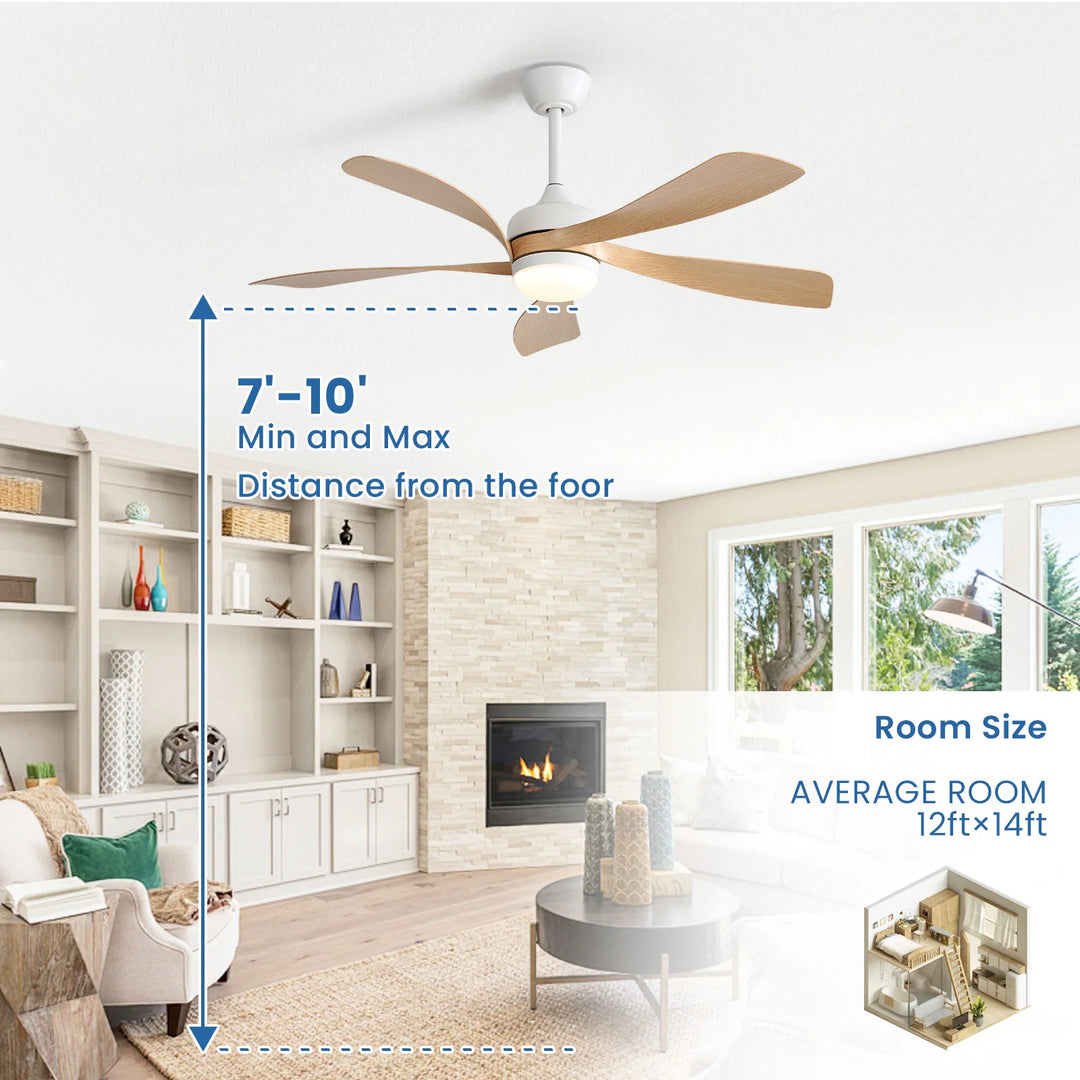 Sofucor 45/52 Inch Ceiling Fan with Remote & Lights Quiet DC Motor 5 Blade High CFM Modern Fan