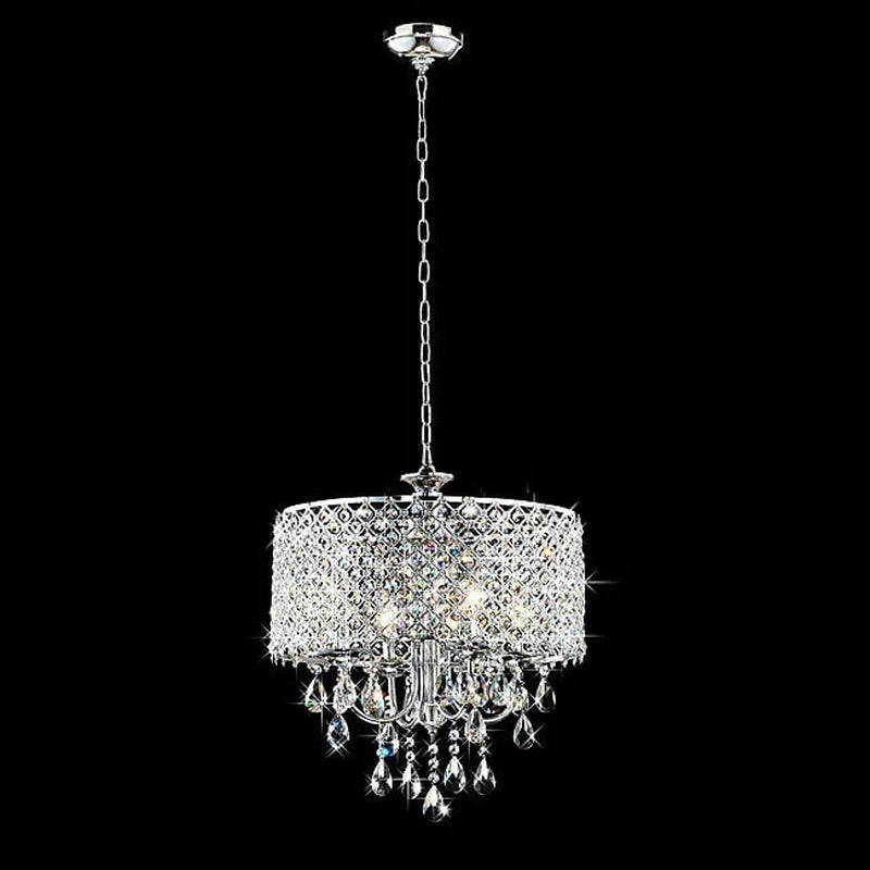 Danesa 4 - Light Shaded Drum Chandelier with Crystal Accents