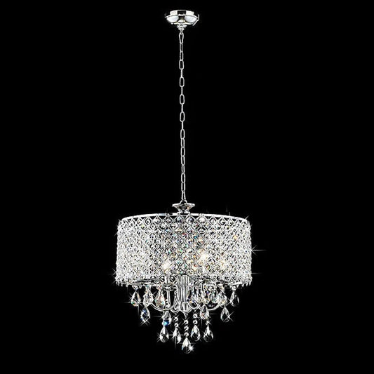 Danesa 4 - Light Shaded Drum Chandelier with Crystal Accents