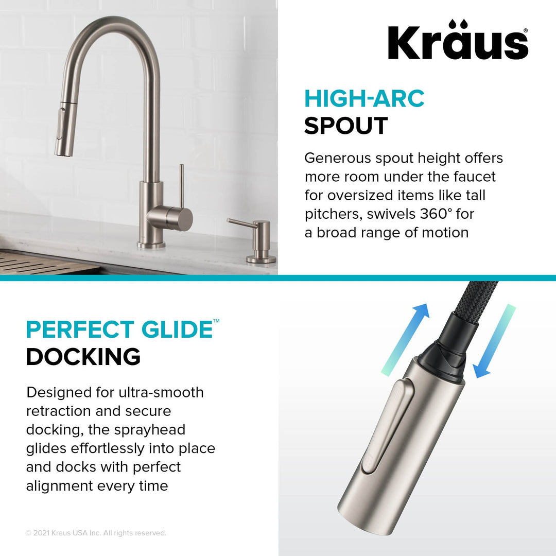 2-Function 1-Handle 1-Hole Pulldown Sprayer Brass Kitchen Faucet