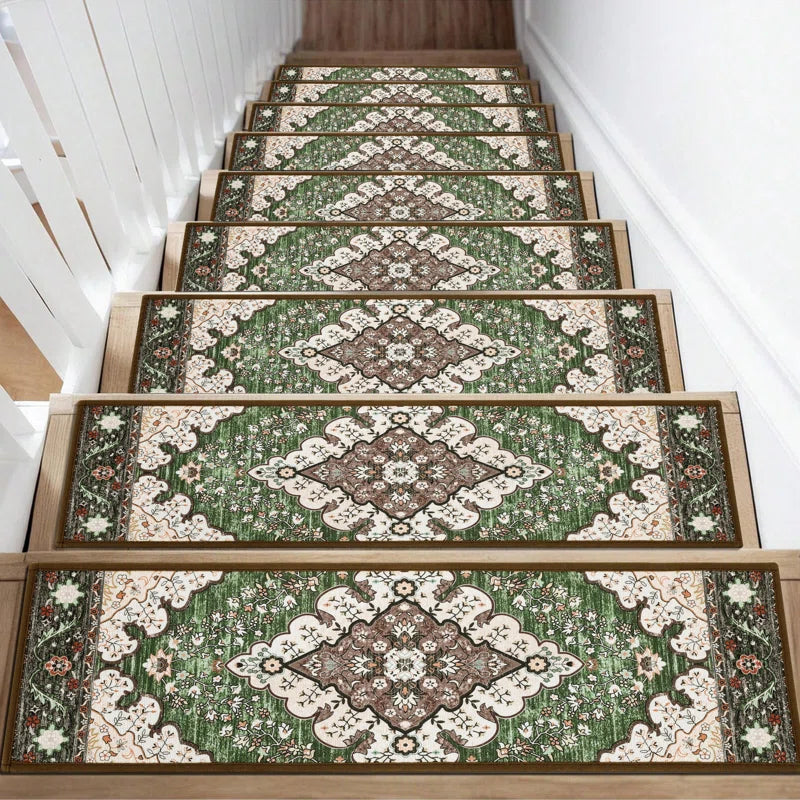 Non-Slip Stair Treads with Tape Colorful Chenille Stair Runner Rug