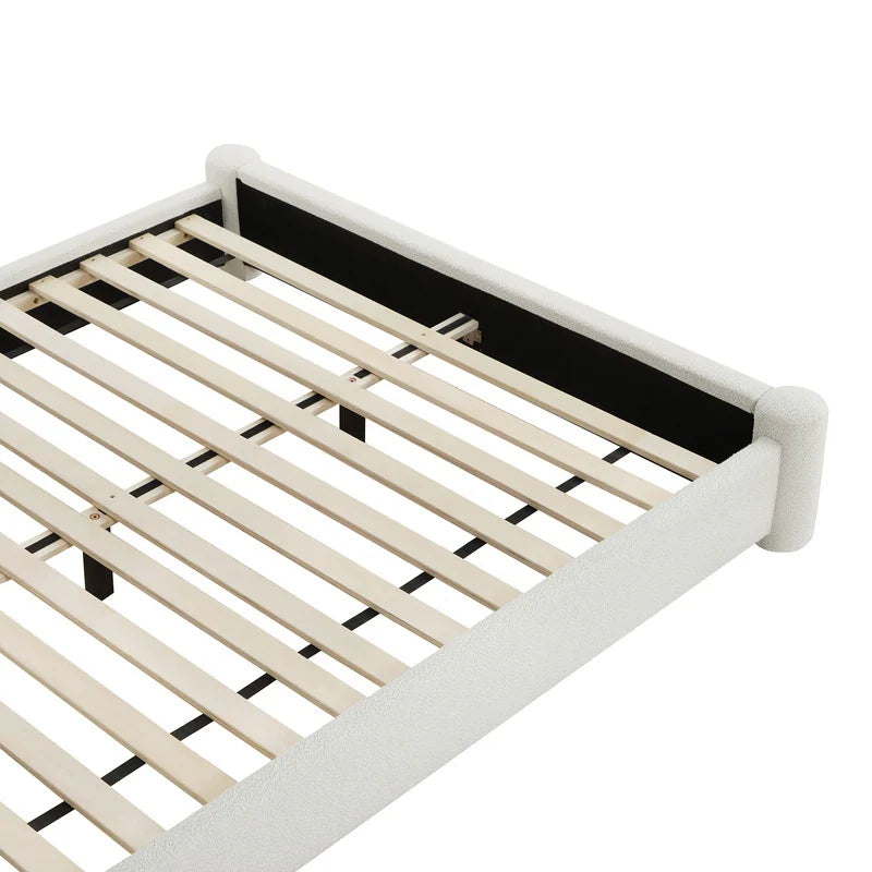 Modern Fully Upholstered Platform Bed Frame with Wide Headboard