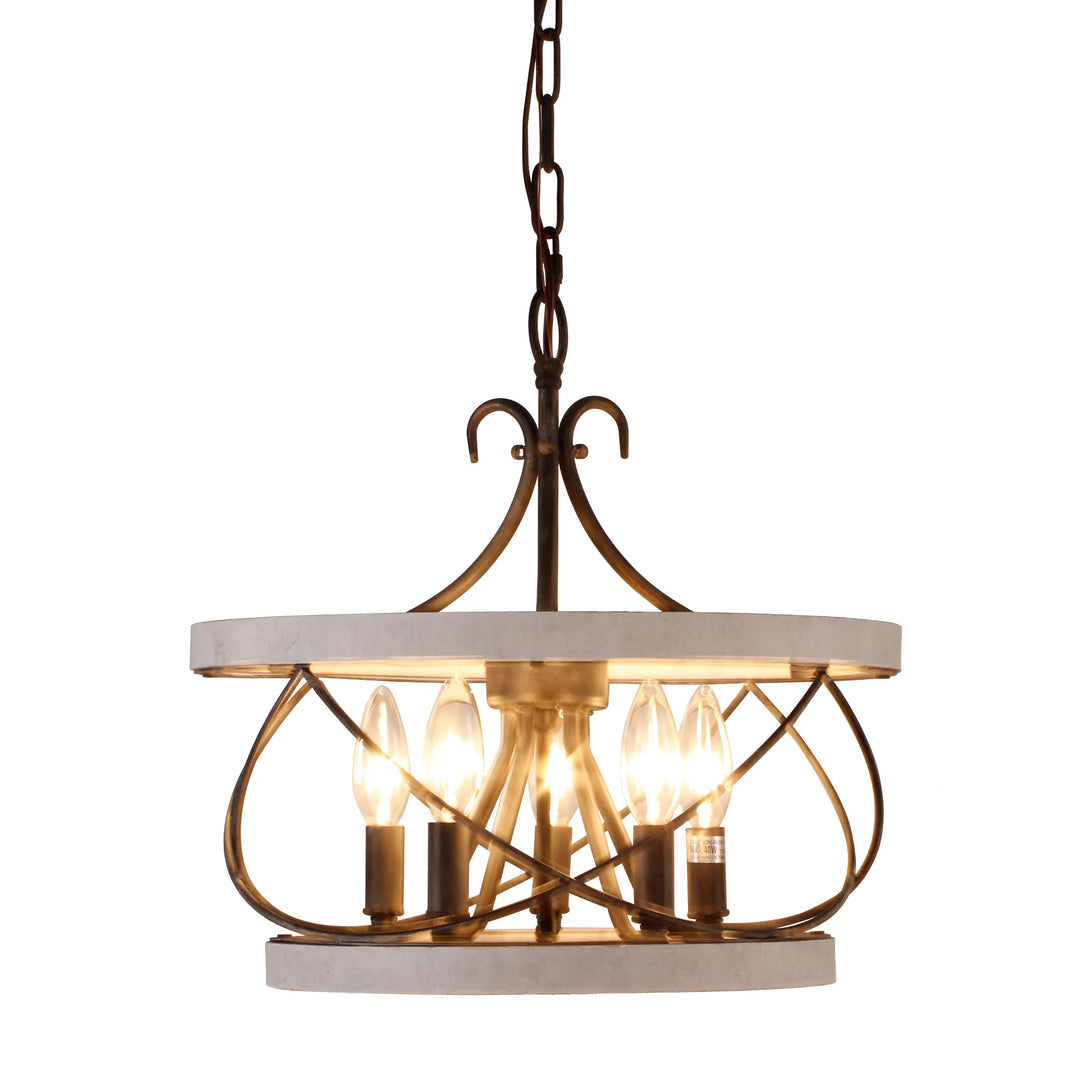 13"/15.7"/19.7" Rustic Cage Wood Chandelier Dimmable Lighting Farmhouse Adjustable Pendant Light for Kitchen Island