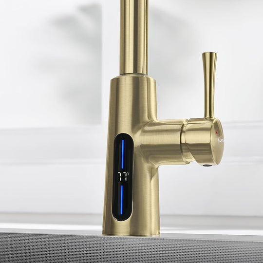 Pull-Down Kitchen Faucet with Temperature Display in Fahrenheit, 3 Water Outlet Modes, Faucet for Kitchen Sink, KF2501