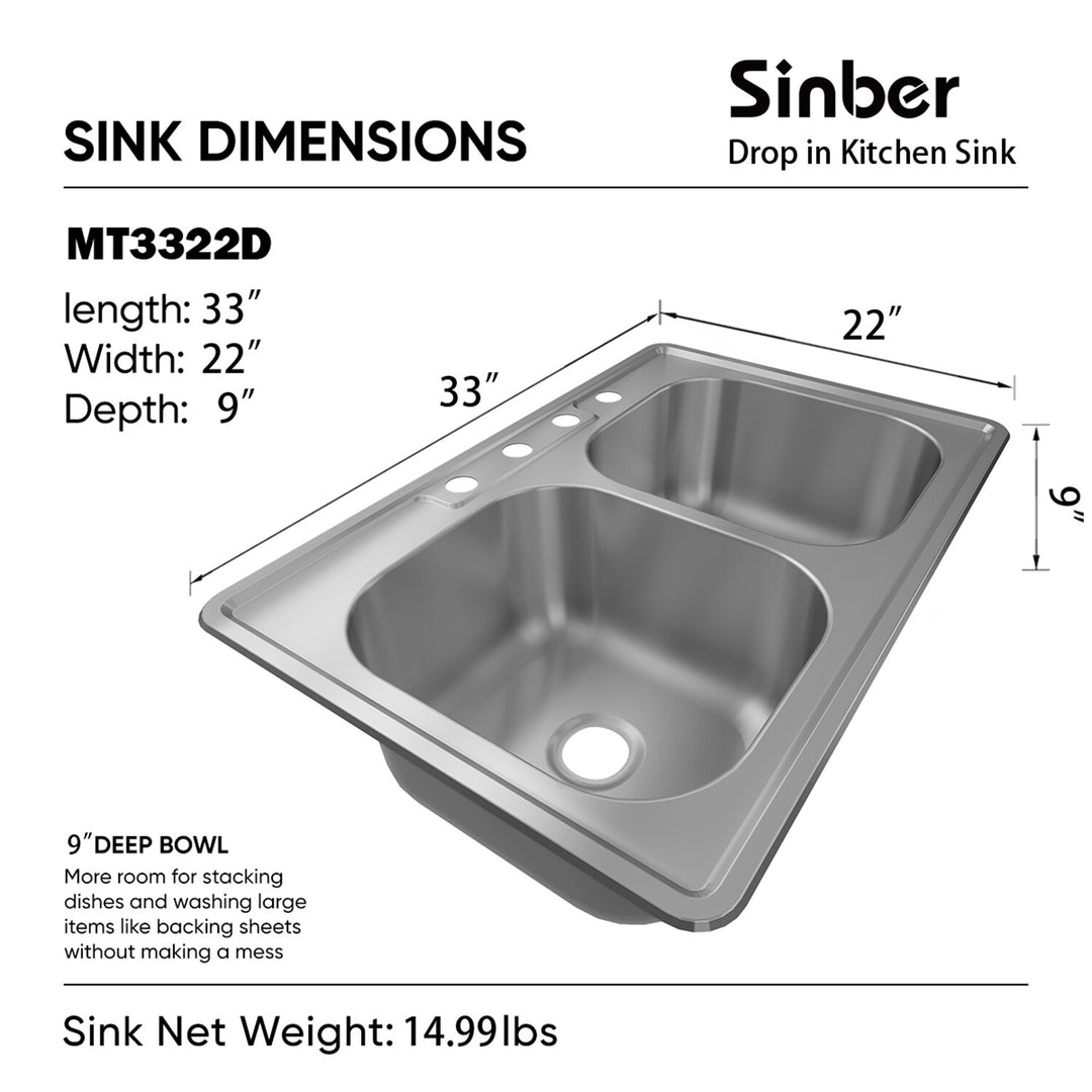 Drop in Double Bowl 304 Stainless Steel Kitchen Sink