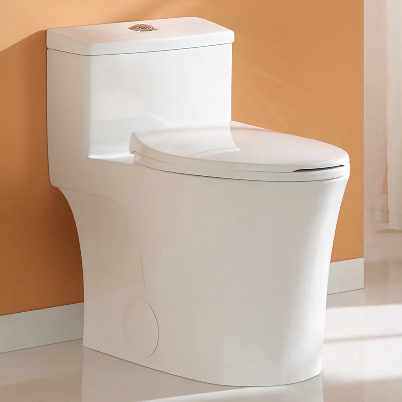 1 Piece Dual Flush Elongated Toilet White 0.8/1.28 GPF Seat Included